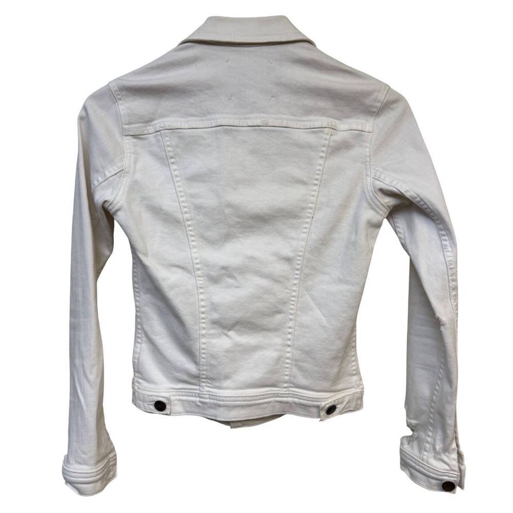L'AGENCE Denim Jacket XS White Distressed XS Cotton Blend Made in USA - Picture 2 of 6